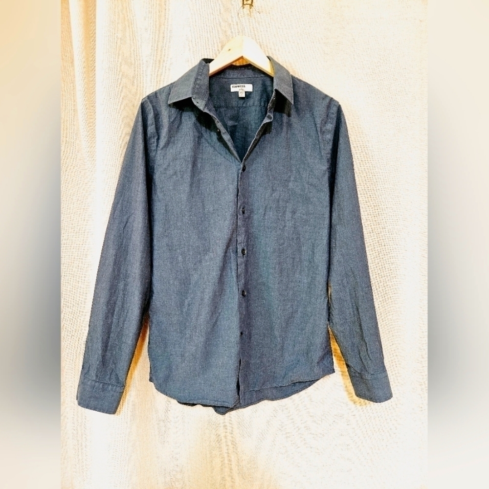 EXPRESS Fitted Blue Button Up Shirt Men’s